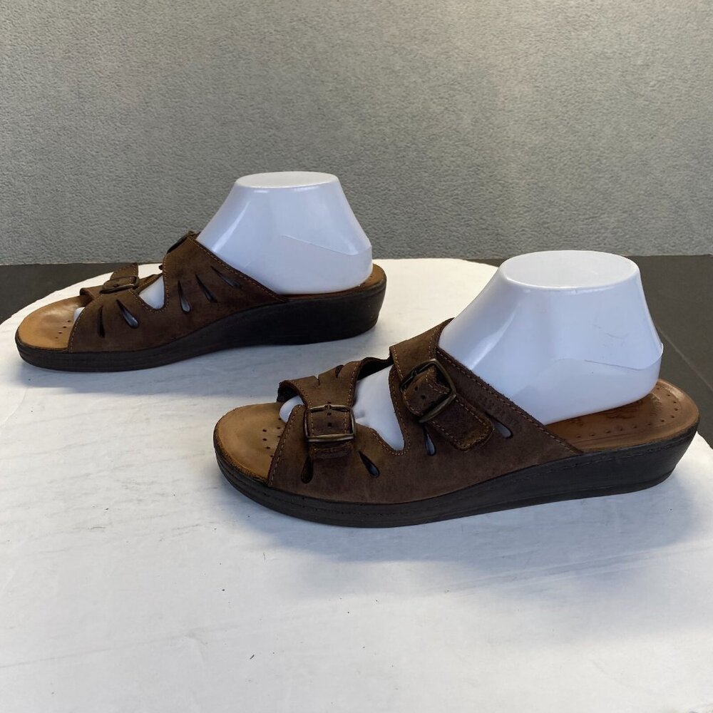 FLY FLOT Anatomic Womens Brown Leather  Strappy Slides Sandals Size 42,ITALY